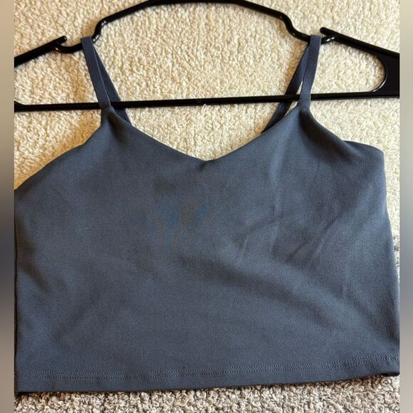 Athleta Girl Tank Top size Medium Cropped built in Bra Adjustable Strap Gray - Picture 2 of 13